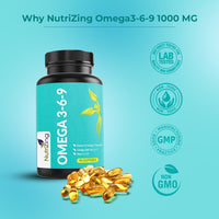 Triple Strength Omega 3 6 9 Fish Oil + Flaxseed Oil & Sunflower Oil - EPA & DHA - High Strength | 1000mg | Potent Essential Fatty Acids | Made in UK by Nutrizing Succes