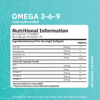 Triple Strength Omega 3 6 9 Fish Oil + Flaxseed Oil & Sunflower Oil - EPA & DHA - High Strength | 1000mg | Potent Essential Fatty Acids | Made in UK by Nutrizing Succes