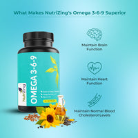 Triple Strength Omega 3 6 9 Fish Oil + Flaxseed Oil & Sunflower Oil - EPA & DHA - High Strength | 1000mg | Potent Essential Fatty Acids | Made in UK by Nutrizing Succes