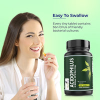 High Strength Lactobacillus Acidophilus For Optimizing the Gut Function | 5bn CFU/Serving - 120 Tablets | Easy to Swallow and Vegan | Made in UK by NutriZing